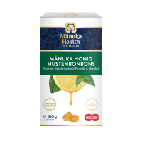 Manuka Health Lutschbonbons Zitronen-Geschmack mit Propolis, Menthol und Manuka Honig MGO 400+ 100g Front